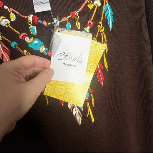 Bob Mackie Wearable Art Dress Women Medium Brown Embroidered Midi Slits NWT - Picture 8 of 9